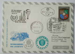 Obálka balonová pošta Rakousko