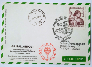 Pohlednice balonová pošta Rakousko