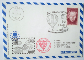 Obálka balonová pošta Rakousko