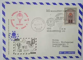 Obálka balonová pošta Rakousko